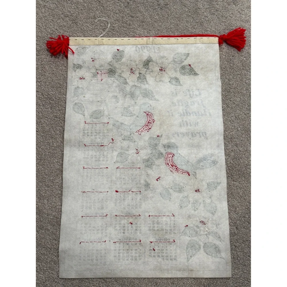 1990 Vintage Wall Calendar Decorative Birds‎ Flowers Prayer Message
